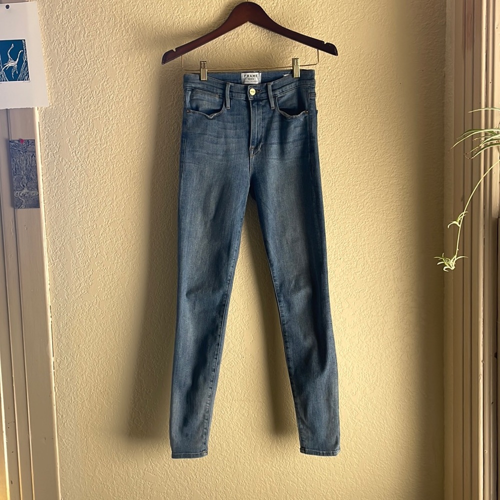 Frame Denim, high rise skinny jeans